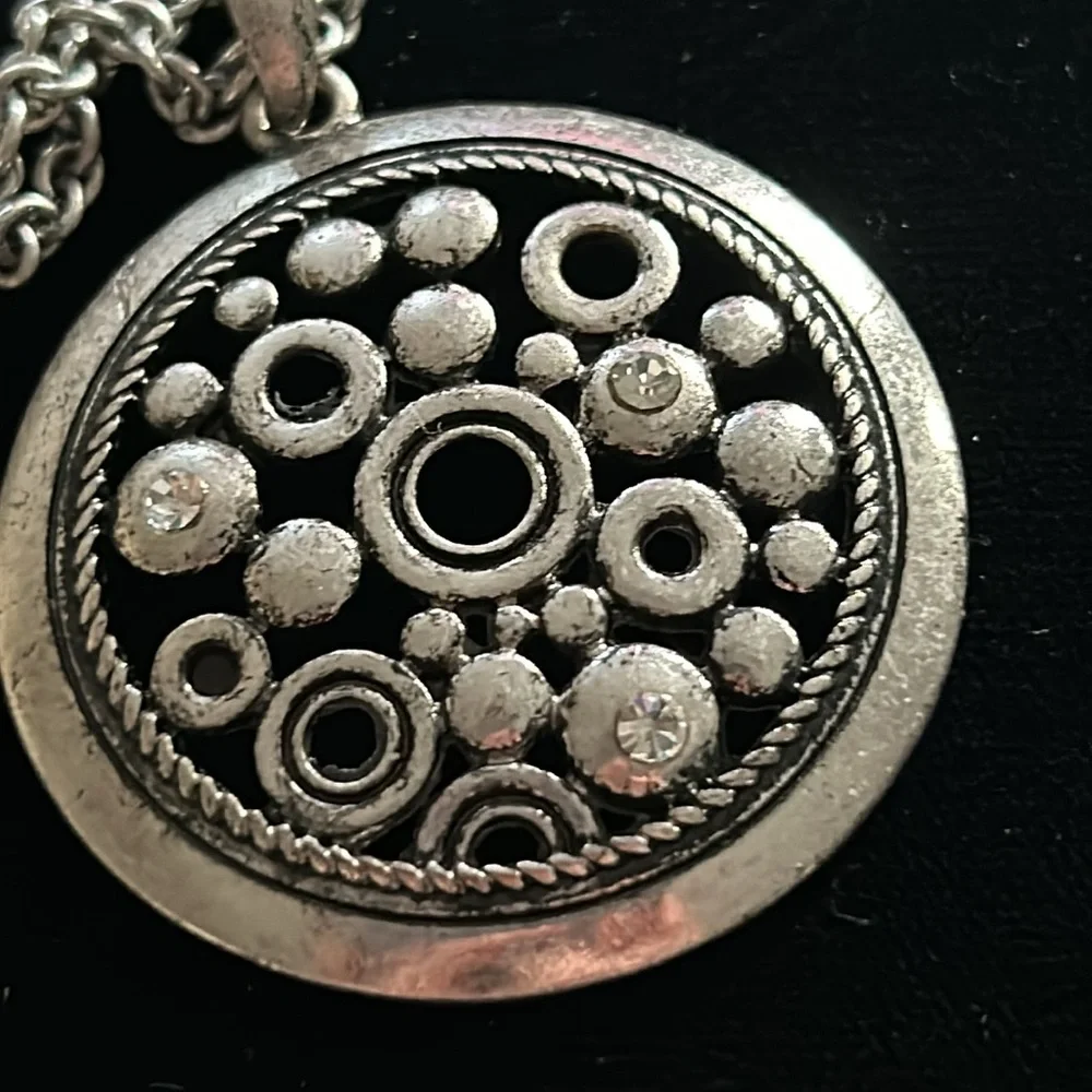 Da Vinci Circles Necklace Earring Set Silver Modern Circles Lead Nickel Free